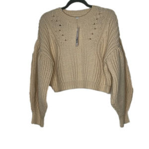 TOPSHOP cream chunky knit crop sweater size 8-10 NWT Nordstrom